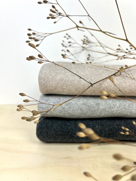 BIO Baumwollfleece anthrazit melange Doubleface